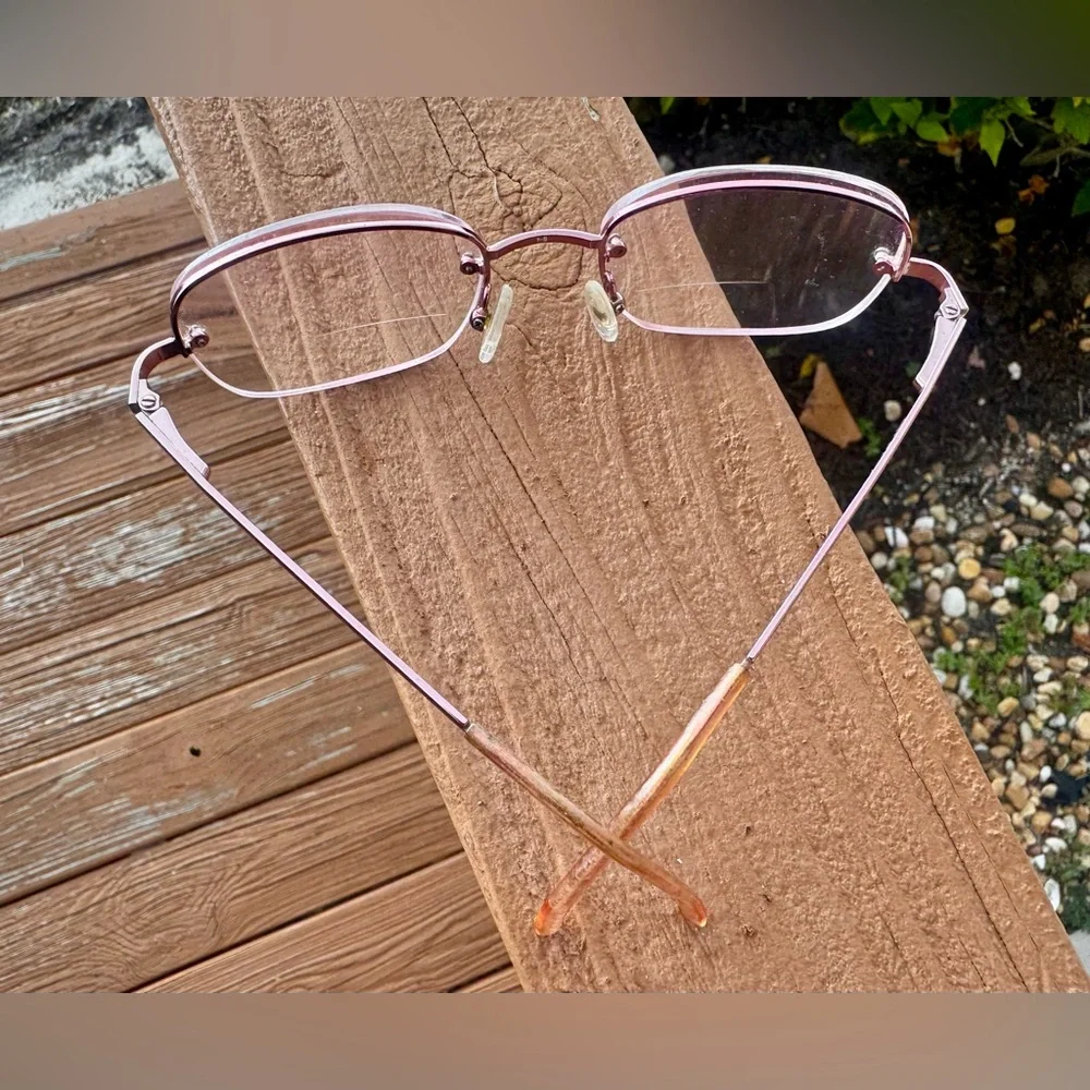 Ralph Lauren Eyeglass Frame Only Metallic Pink Oval 973/S P5Z Half Rim 52-18-135